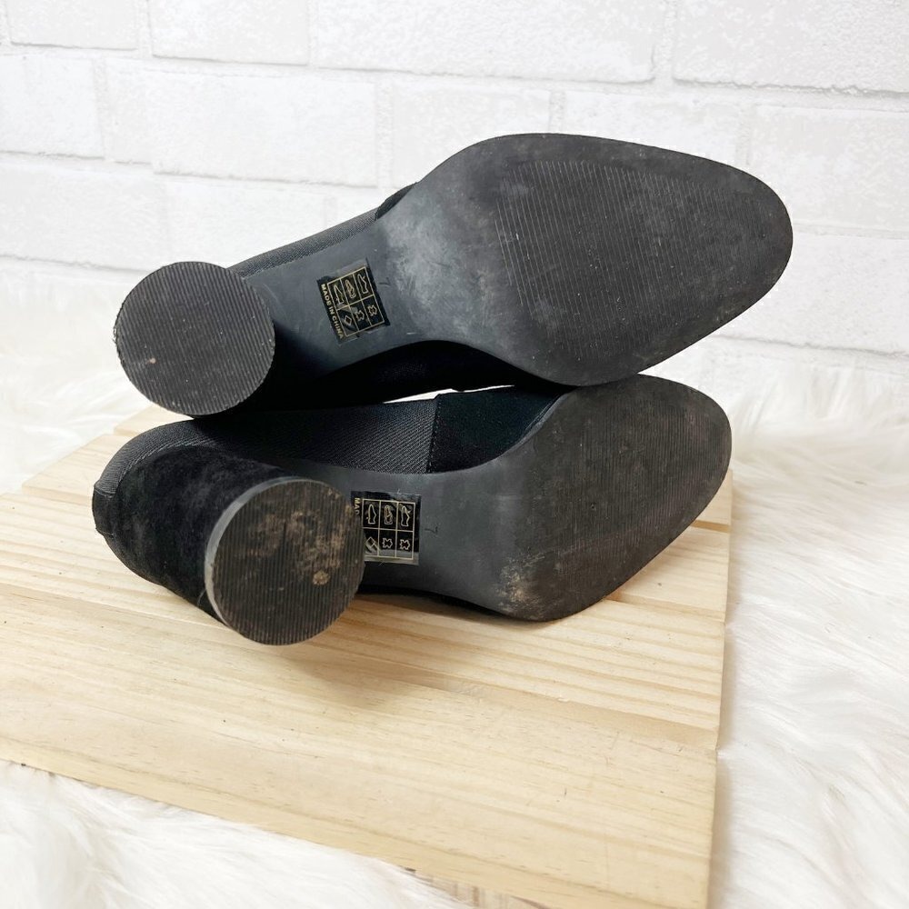 Intentionally Blank Black Round Heel Suede Ankle Boots Booties Women's Size 7 - Picture 6 of 9
